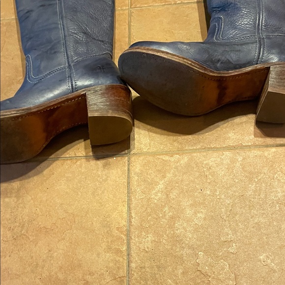 Frye Women's Dark Blue Leather Heeled Boots - Picture 5 of 9
